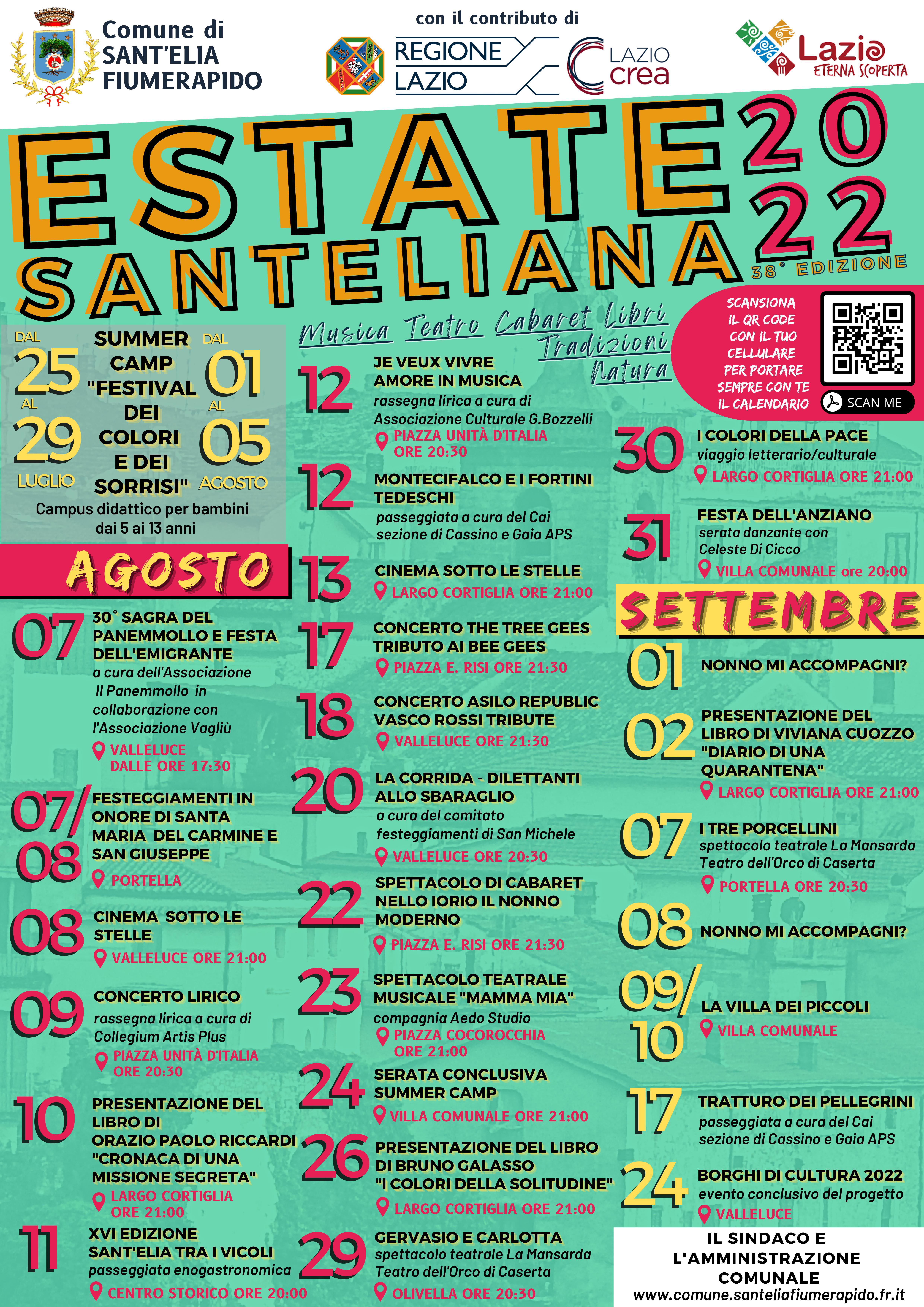 Calendario estate santeliana 2022